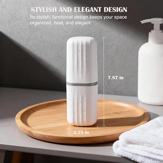 2-in-1 Travel Toothbrush Holder, Dustproof Toothbrush Travel Case with Mouthwash Cup, Portable Toothpaste Toothbrush Container for Traveling School Camping Business Trip Bathroom - Image 5