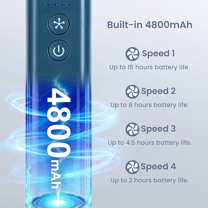 Foldable Handheld Fan with Ice Cooling - 4 Speed Rechargeable Mini Portable Fan, Ultra-Lightweight Personal Air Cooler for Desk, Travel and Makeup, Blue - Image 7