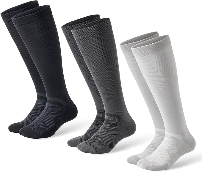 Compression Socks for Women and Men,Mild Support(3 Pairs) Unisex | Knee High,Graduated Compression,L/R Foot Labels,Breathable Fabric,Best for Flying/Nurses/Travel/Cycling/Pregnancy/Daily Wear by musesox