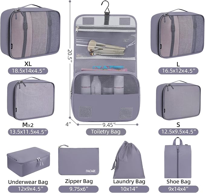 BAGAIL 6 Set/8 Set/10 Set Packing Cubes Various Sizes Packing Organizer for Travel Accessories Luggage Carry On Suitcase - Image 2