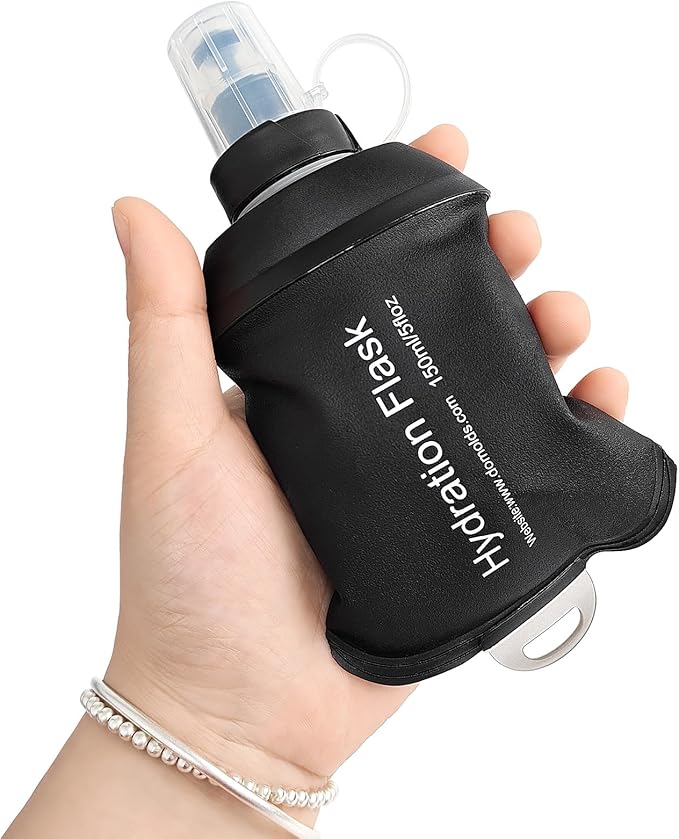 GUYI GYGYL Soft Flask, Collapsible Water Bottle for Sports, 150ml Black | TPU Collapsible Water Bottle for Hydration Pack, Running Vest, Leak-Proof Folding Bottle for Hiking Cycling Climbing Jogging by GUYI