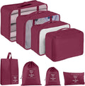 Packing Cubes for Travel- 8 Set Luggage Organizer Bags for Family, Mesh Breathable Travel Packing Cubes for Suitcases Durable Travel Essentials Bags Set (Red, 8 Set) by YEEYAA