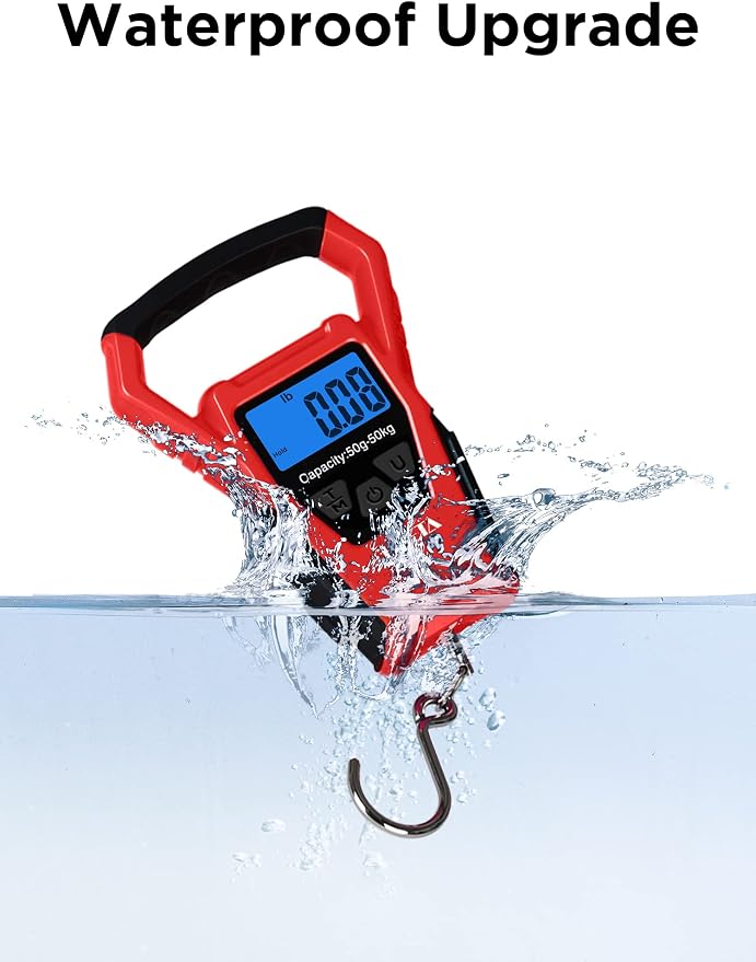HEETA Waterproof Fish Scale Digital Hanging Fishing Luggage Weight Scale | Up 110lb/50kg Portable Scale with Backlit LCD Display, for Home & Outdoor, Measuring Tape and 2 AAA Batteries Included - Image 4