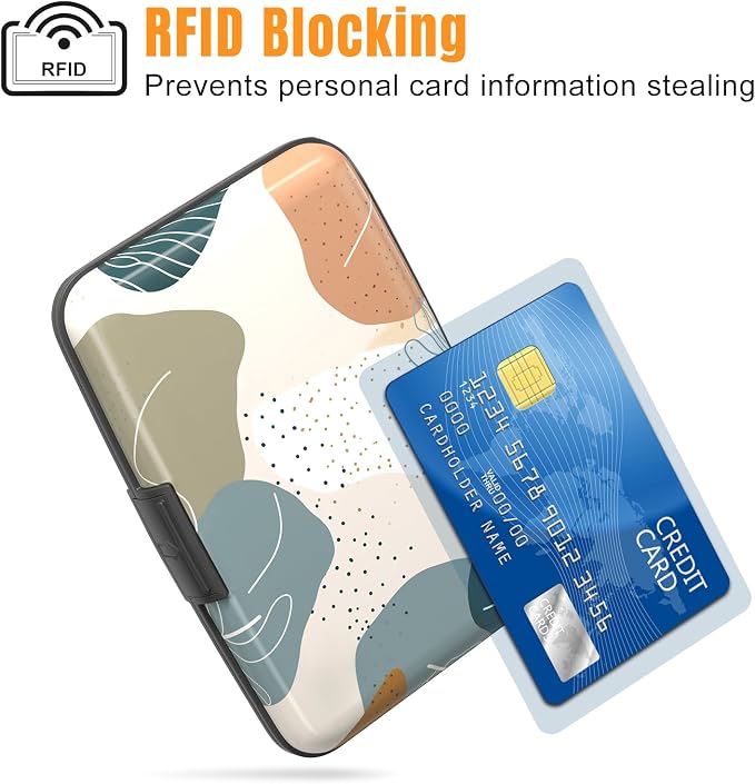Rimilak Aluminuml Credit Card Holder,Modern Abstract Art | Mini Credit Card Wallet RFID Blocking Slim Metal Hard Case for Women Men - Image 2