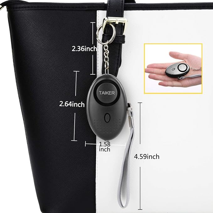 Personal Alarm for Women, 10Pcs 140dB Self Defense Keychain LED Light | Personal Safety Alarm with LED Light Panic Button for Women Kids and Elders (Black & White) - Image 5