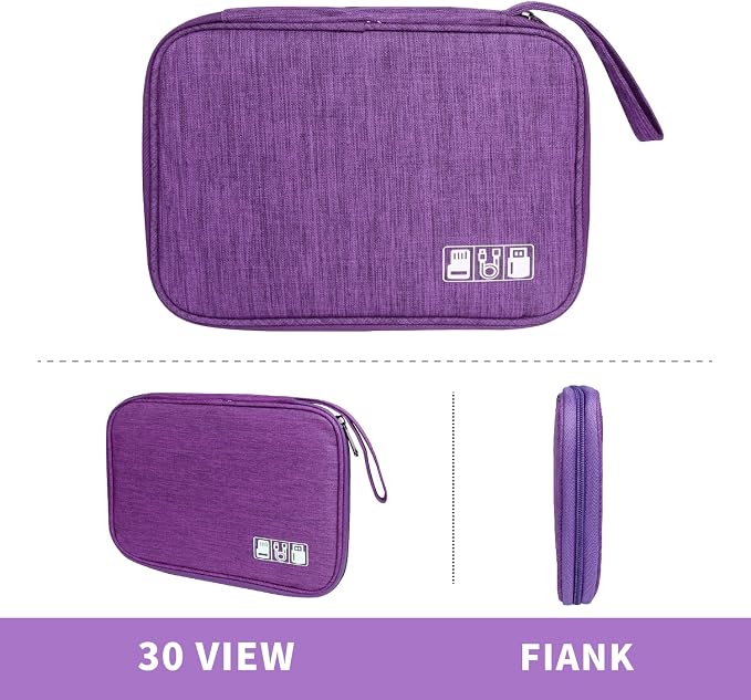 Lcsmaokin Electronics Travel Organizer,Portable Waterproof Electronic Travel Storage Bag for Small Charging Cord Storage,Charger,Small Electronics,SD Card etc,for Travel,Business -Purple - Image 6
