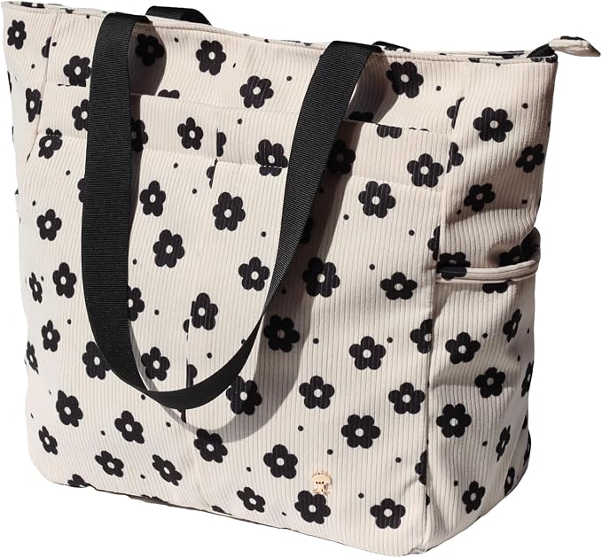 ESVAN Original Floral Tote Bag Large Shoulder Bag with Multi Pockets for Gym Travel Beach Daily Bags - Image 4