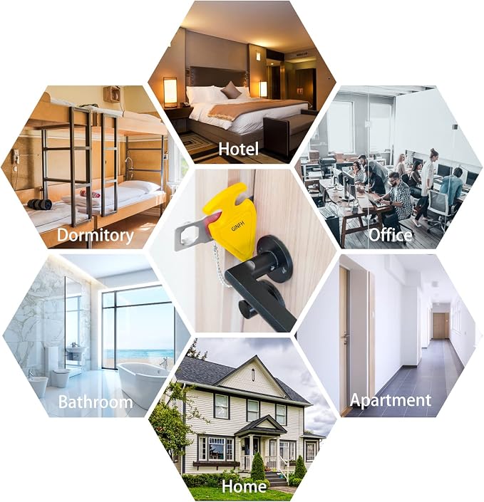 Portable Door Lock for Travel Door Lock Hotel Room Security Devices Apartment Jammer Additional Safety for Traveling Home College upgrade (Yellow combination) - Image 8