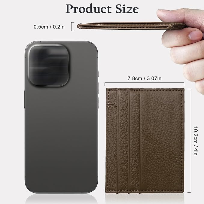 WOXVM Credit Card Holder Wallet RFID Blocking Slim Credit Card Cases Holder Premium Leather Minimalist Front Pocket Small Wallet with 6 Card Slots and 1 Pockets for Men Women - Image 3