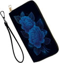 Women's RFID Blocking PU Leather Zip-Around Wallet, Large Capacity Clutch with Phone Holder, Travel Purse & Card Organizer with Removable Wristlet,Blue Rose by Unknown