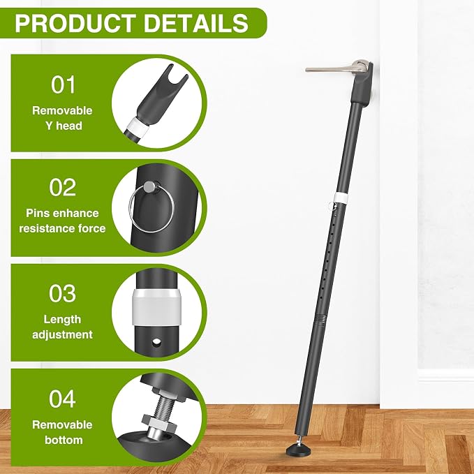 Sliding Glass Door Security Bar, Patio Door Barricade Security Bar, Apartment BarSliding Door Security Bar, Door Jammer, Black, 1 Pack - Image 8
