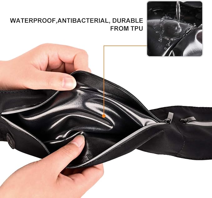 GUZACK Slim Running Belt for Phone 6.8'', Ultra Light Running Belts for Women/Men, Zipper Waterproof Running Waist Pack, Reflective Running Fanny Pack With 3 Separate pouch | Lightweight, Breathable, Waterproof Zipper, Fits All Phones, Running Phone Ho... - Image 3