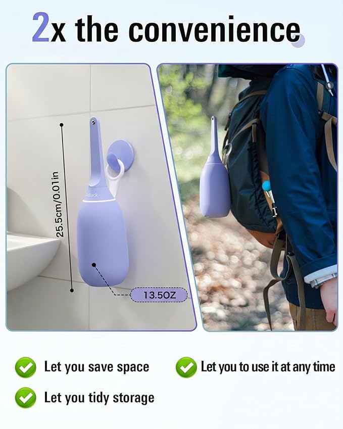 High Pressure Portable Bidet for Travel,Foldable Flip-Top Peri Bottle | with Hook Ring,Handheld Bidet Sprayer for Personal Hygiene,BPA-Free,400ML Personal Toilet for Women Men Baby Cleaning(Purple) - Image 4