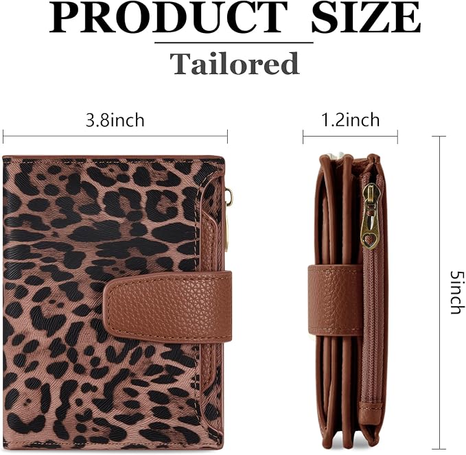 Small Wallet Women RFID Blocking Soft Leather Bifold Compact Card Holder Wallet for Women with Zipper Coin Pocket 4 ID Window - Image 3