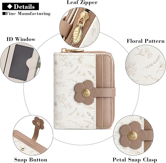 Small Wallet for Women Rfid Bifold Leather Card Holder Wallet With Zipper Pocket - Image 5