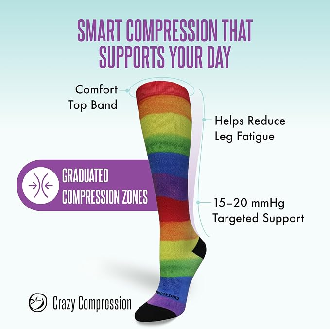 Crazy Compression Socks, Comfortable Support Socks for Recovery, Travel, Hiking, and Long-Hour Comfort w/Fun Designs - Image 3