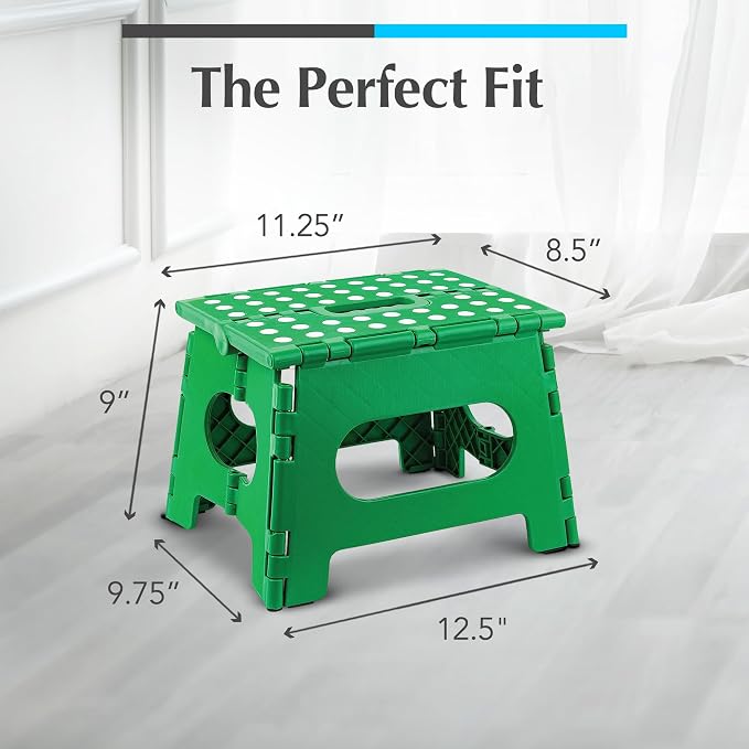 Handy Laundry Folding Step Stool 9 Inch 2-Pack, Green, Holds 300 lbs | 2-Pack, 9 Inch, Green, Foldable Collapsible Step Stool, Non-Slip, Holds 300 lbs, Kitchen Bathroom Bedroom, Adults - Image 5