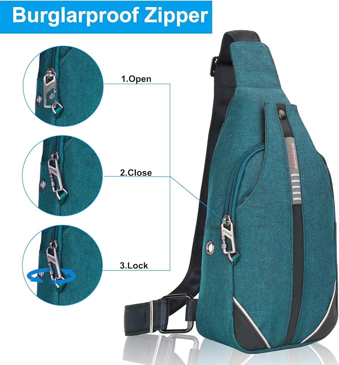 WATERFLY Tiny Crossbody Sling Backpack Anti Theft Backpack for Traveling Chest Shoulder Bag (Teal Blue) - Image 2