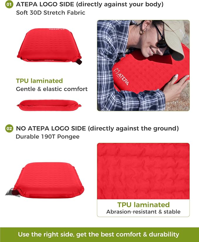 ATEPA Inflatable Seat Cushion | 2" & 2.5" Foam Core Seat Pad, Self Inflating, Compact, Stadium, Airplane, Travel, Camping, Hiking, Sports events - Image 7