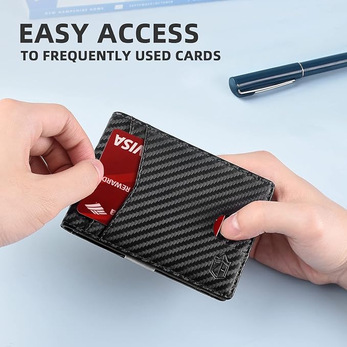 Zitahli Money Clip Wallets for Men,Slim Bifold Wallet 10-12 Cards, Mens Leather Wallet with ID Window,RFID Blocking Thin Minimalist Credit Card Holder,Gifts for Him - Image 4