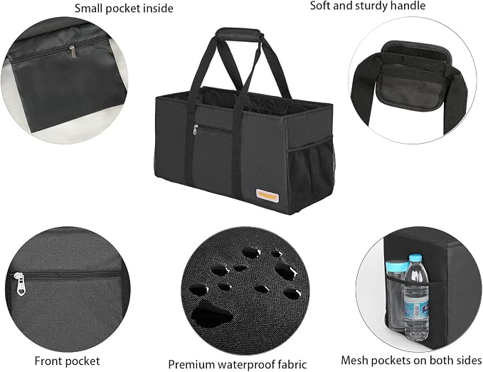 Extra Large Utility Tote Bag - Reusable Grocery Bags Foldable Heavy Duty | Large Shopping Tote 4 Pockets & Reinforced Handles, Water-Resistant Collapsible Tote for Beach, Picnic, Car Storage - Image 7