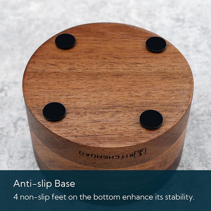 KITCHENDAO Acacia Salt Cellar Box Bowl with Built-in Spoon and Marble Lid, Solid Natural Acacia Wood Bath Sea Salt Container, Elegant Modern Grey and White Marble Lid Spice Bowl, 6oz Capacity - Image 6