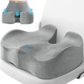 CushyOasis Seat Cushion, Office Chair Cushions, 5.28 in Thick (Light Grey) | Anti-Slip Back & Removable Cover, Ergonomic Tailbone Support Seat Cushion, Memory Foam Seat Cushion for Office by CushyOasis