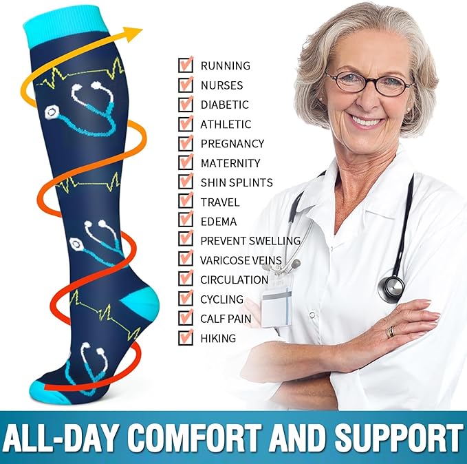 6 Pack Copper Compression Socks for Women and Men Circulation-Best Support for Medical,Running,Nursing,Athletic - Image 6
