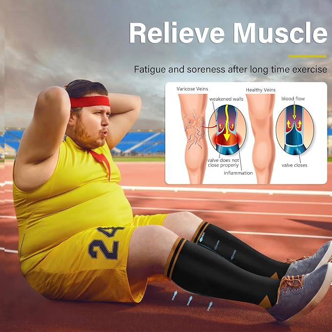 Diu Life 3 Pairs Plus Size Compression Socks for Women and Men Wide Calf Extra Knee High Support for Circulation - Image 6