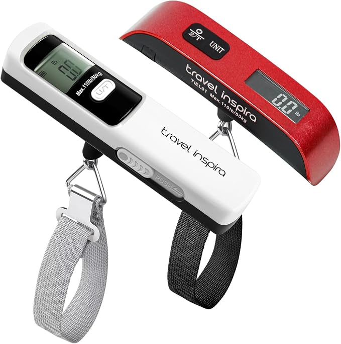 travel inspira Luggage Scale, Travel Essentials, Portable Digital Hanging Baggage Scale for Travel, Suitcase Weight Scale by TravelInspira