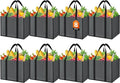 WISELIFE Reusable Grocery Bags with Handles, Foldable, 35L, 8 Pack, Gray | Large Shopping Bags with Reinforced Stitching, Water-Resistant Grocery Totes for Kitchen, Market, Car Trunk, Picnic by WiseLife