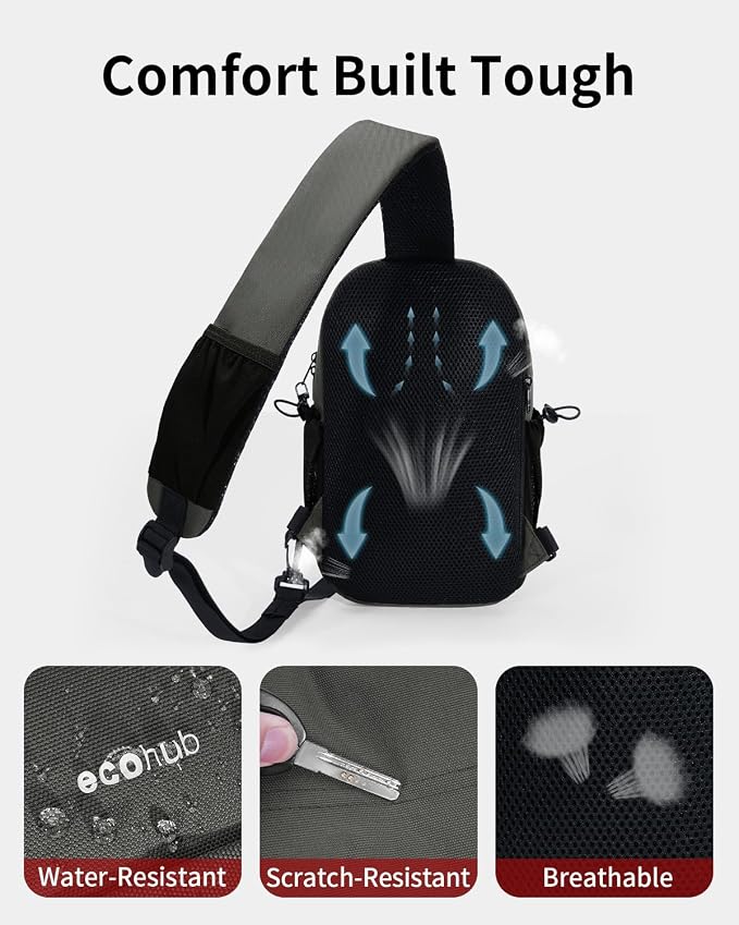 ECOHUB Anti-Theft Crossbody Bag Men Women RFID Blocking Lightweight Sling Backpack Water Resistant for Travel Hiking Outdoor - Image 6