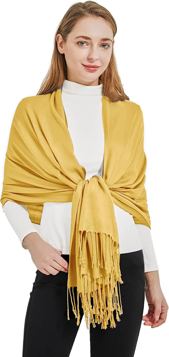 Soft Silky Pashmina Shawl Wraps Solid Colors Scarf for Wedding Evening Dresses by Ronfoxi