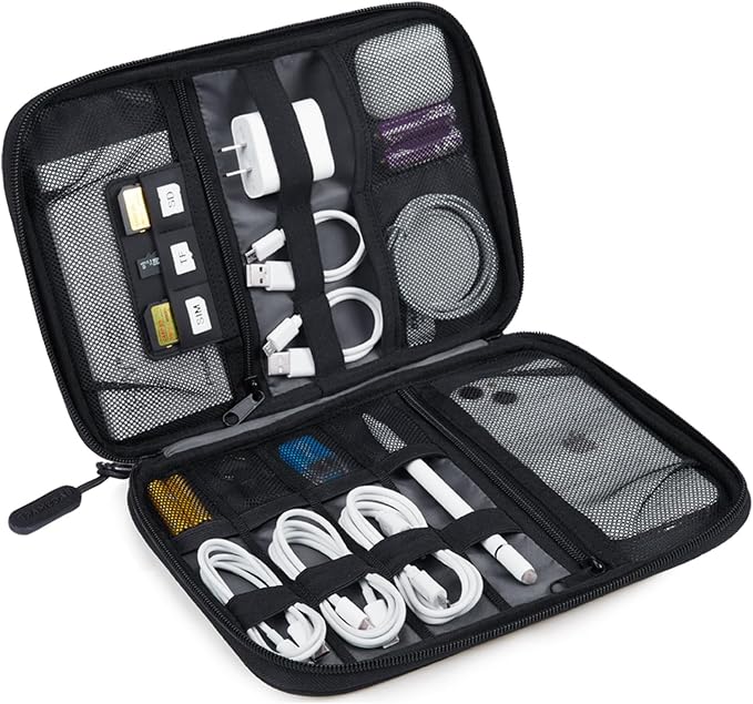 BAGSMART Large Electronic Organizer Travel Case for Tech Accessories, Black | Tech Accessories, Cord Storage, For Phone, Power Bank, SD Card, Cables by BAGSMART