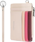 BOSTANTEN Small Wallet For Women RFID Leather Credit Card Holder Slim Wristlet Keychain Wallet With Zipper Pocket | Slim, Wristlet, Zipper Coin Pocket, Pocket-Friendly, Vegan Leather, Minimalist, Gifts, Rainbow Pink by BOSTANTEN