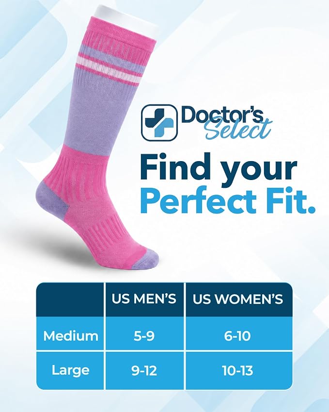 Doctor's Select® Bamboo Viscose Light Compression Socks for Women & Men - 3 Pairs, 8-15 mmHg Compression Socks, Knee High - Image 7
