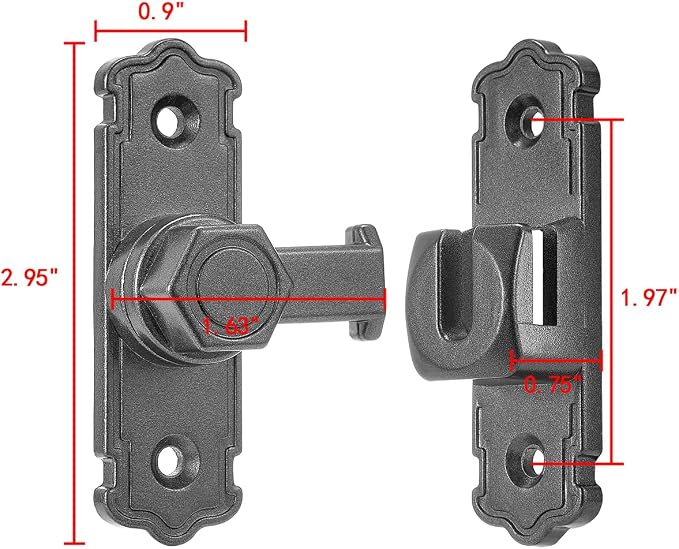 Grey Aluminum Alloy 90/180 Degree Gate Lock,Barn Door Latches | Flip Gate Latches,Right Angle Door Lock Latch,Sliding Door Latches,for bedroom,garage,window,pet enclosures,drawer,cabinet - Image 2