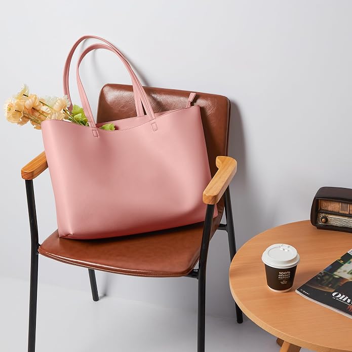 KALIDI Tote Bag Zipper Shoulder Bag Vegan Leather Purses Satchel for Women | Large Casual Handbag for Work Commuting Dating College Everyday - Image 4