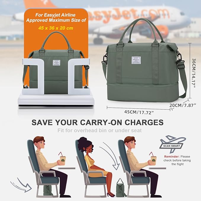 Travel Duffel Bag, Sports Tote Gym Bag, Shoulder Weekender Overnight Bag for Women - Image 4