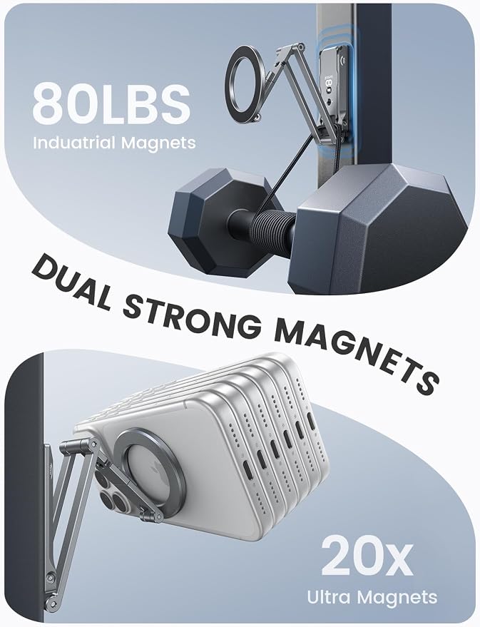 Lamicall for MagSafe Tripod Stand Dual-Side Magnet Camera Accessories Kits | 360° Upgraded Aluminum Magnetic Phone Tripod for iPhone 17/16/15 Pro Max Women Men Accessory Kits fit Vlog Silver - Image 4