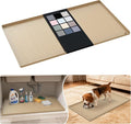 URMONA Waterproof Silicone Under Sink Mat 34'' x 19'' Shelf Liner for Kitchen and Bathroom, Cabinet and Counter Protector, Storage and Organizers, Litter Mat, Pet Cat Puppy Essentials(Khaki) by URMONA