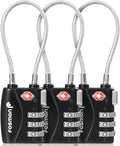 Fosmon TSA Approved Cable Luggage Locks, 3 Digit Combination, 3 Pack Black | Push Release Button, Flexible Wire Padlock for Suitcase Backpack, Gym Locker Anti Theft, Durable Alloy Body, Travel Lock by Fosmon