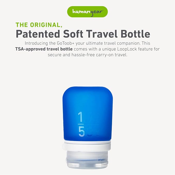 humangear GoToob+ (Small) | Refillable Silicone Travel Bottle | Locking Lid | Food-Safe Material | Dark Blue, Small (1.7 fl.oz; 53ml) | Refillable & Leak-Proof Silicone Travel Size Bottles with Locking Cap for Toiletries, Camping & TSA Carry-On - Image 2