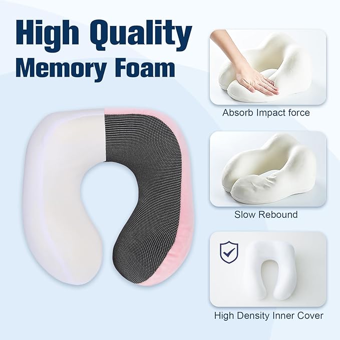 Cirorld Neck Pillow for Traveling, Travel Pillows for Airplanes,100% Pure Memory Foam Travel Neck Pillow, Adjustable Flight Pillow, Portable Plane Accessories with Eye Mask, Earplugs, Carry Bag - Image 5