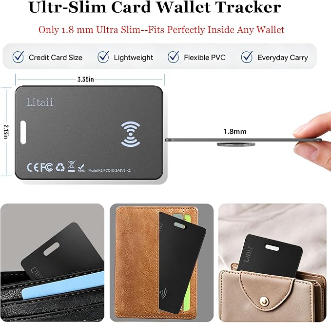 Wallet Tracker Card (Apple MFi Certified),Tracking Card for iOS & Android | Slim Smart Card Work with Apple Find My & Google Find Hub, GPS Locator for Wallets, Keys, Luggage,Bags & Passport,Backpack - Image 4