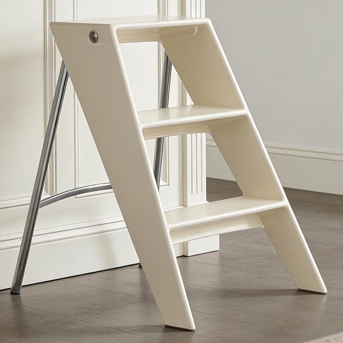 HOTEAGLE Modern Folding Chair - Multifunctional Design Doubles as Step Stool & Storage Shelf, Sturdy Engineering Plastic for Kitchen, Dining & Bistro,White by MoreThanFireALifestyle