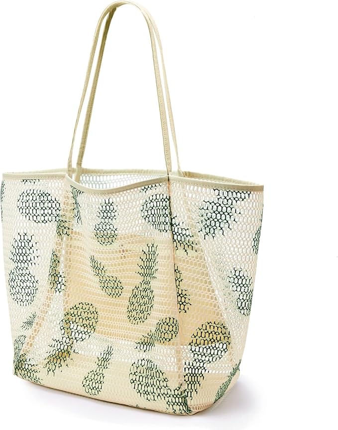 KALIDI Beach Mesh Tote Bag, Casual MAX 23L Summer Foldable Hobo Bag Women | Sandproof Widen Strap Large Shoulder Bag For Lake Pool Vacation Travel Picnic Grocery Market Shopping Carrier by KALIDI