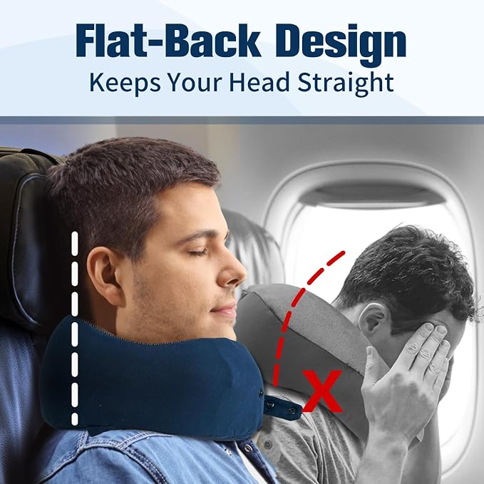 Cirorld Neck Pillow for Traveling, Travel Pillows for Airplanes,100% Pure Memory Foam Travel Neck Pillow, Adjustable Flight Pillow, Portable Plane Accessories with Eye Mask, Earplugs, Carry Bag - Image 2