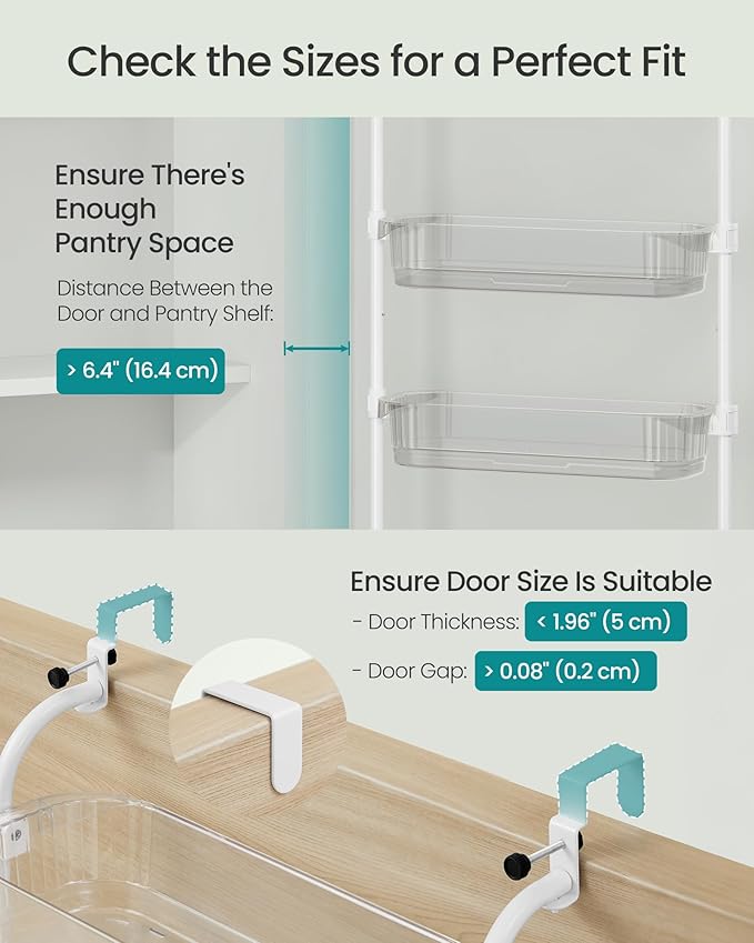 SONGMICS 6 Tier Pull Out Spice Rack for inside Cabinets, Steel | Spice Organizer, Slide Out Cabinet Organizer, PET Plastic, Matte White, GLORA Collection UKCS046WG01 - Image 4