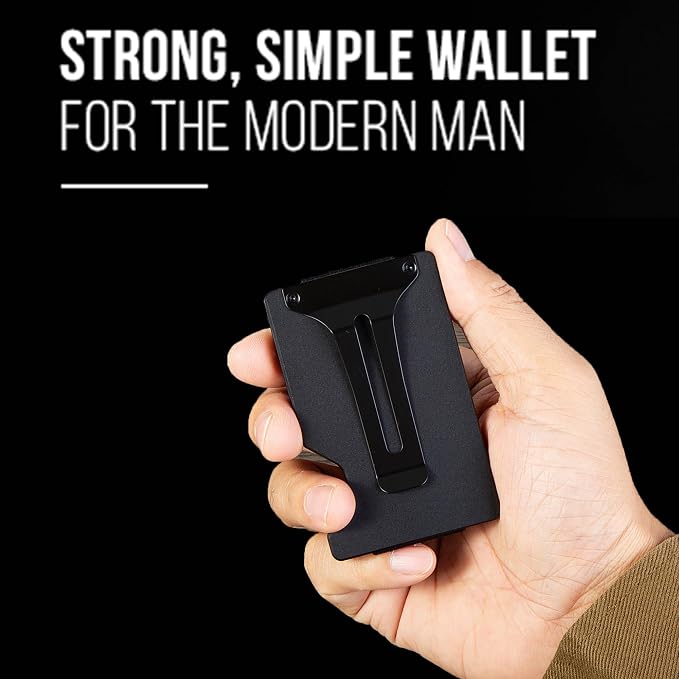 Slim Wallet for Men,RFID Blocking Minimalist Metal Wallet, Money Clip/Cash Holder, Front Pocket Aluminum Credit Card Holder, Ideal Gift for Men,Matte Black - Image 3